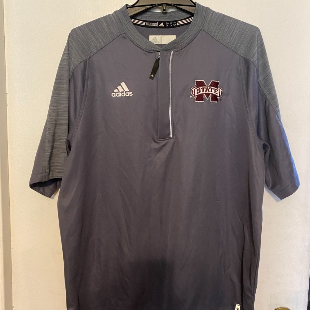 MS State Adidas Climalite ¼ Zip Pullover Shirt Men’s Size Large Gray ShortSleeve